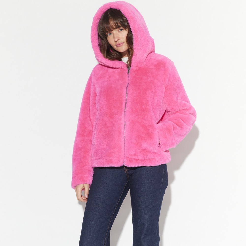 Apparis Lindsay Bubble Pink Faux Fur Jacket